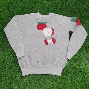 Vintage Apple Sweatshirt Womens XL 21x24 Gray USA